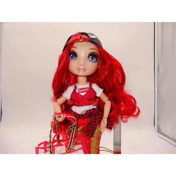 Rainbow High  Ruby Anderson Red Doll with Red Gold Pants New Bag Purse Stand - Picture 3 of 12